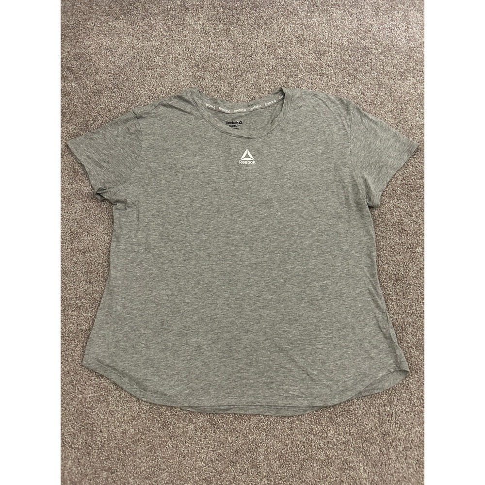 Reebok T-Shirt Womens Small Gray Excellent Short Sleeve Activewear Delta Logo